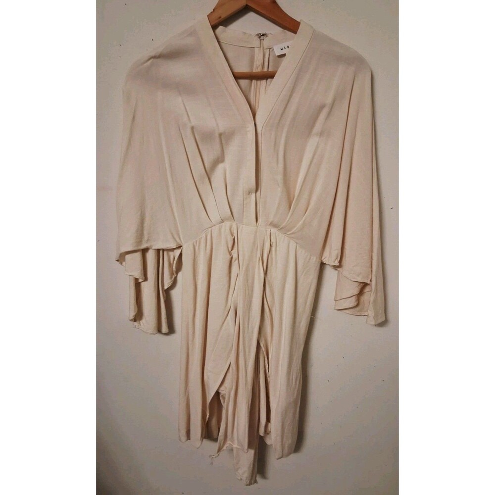 Mable Dolman Sleeve Dress V Neck Ivory Sz S Linen Viscose Flaw * - Picture 2 of 10